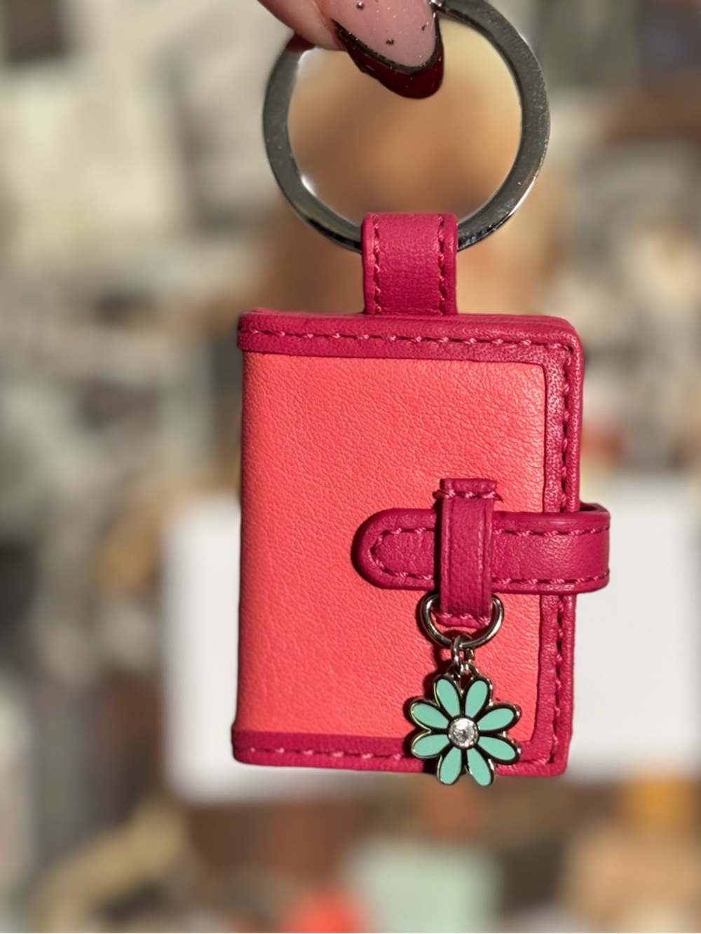 Coach Photo book charm in pink/coral